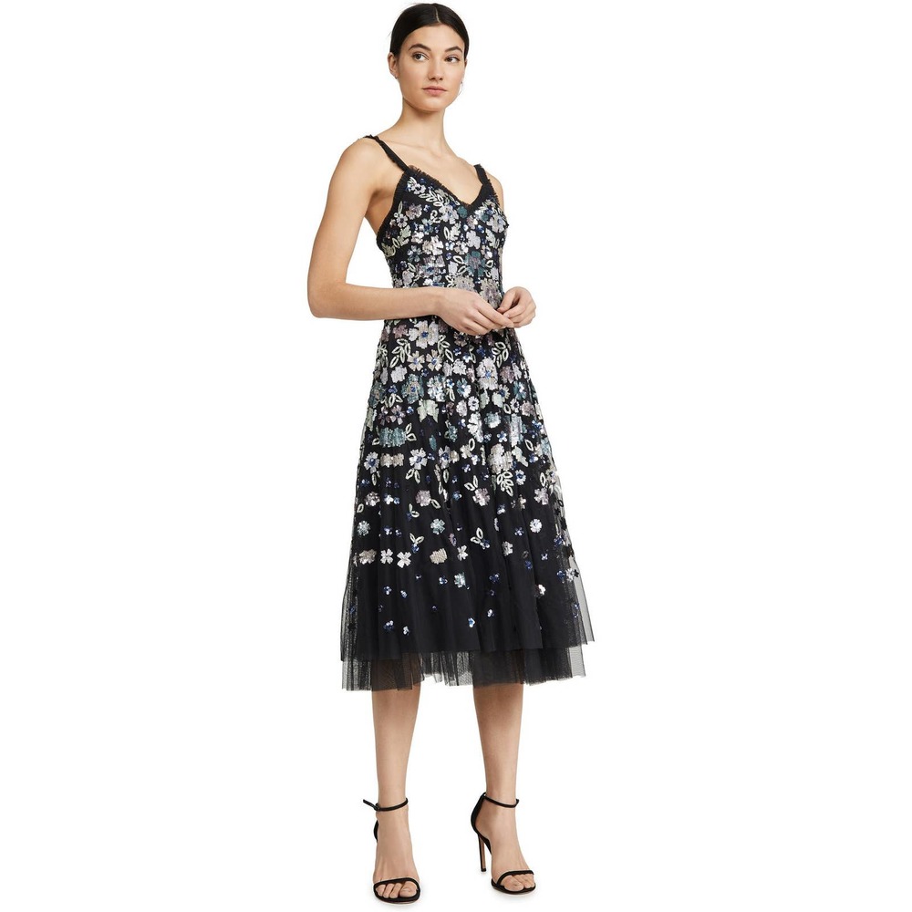 Needle & Thread Wildflower Sequin Midi Dress Size 2 Sweetheart Neck Midi - Picture 1 of 12